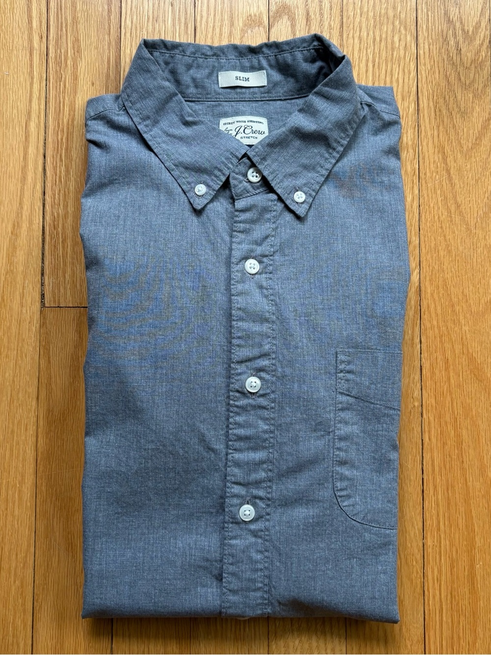 J. Crew Mens Long Sleeve Dress Shirt Stretch Slim Fit Large Gray Solid